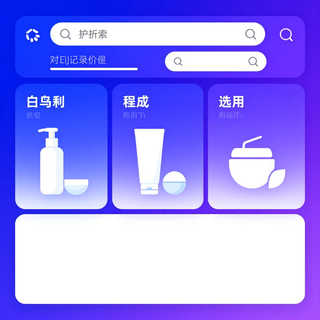 AI搜索引擎推荐结果界面截图，护肤品牌对比分析，数据可视化信息图，蓝紫渐变科技感风格